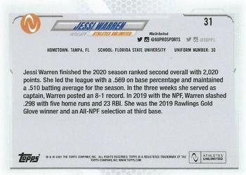 2021 Topps On-Demand Set #8 - Athletes Unlimited Softball #31 Jessi Warren Back